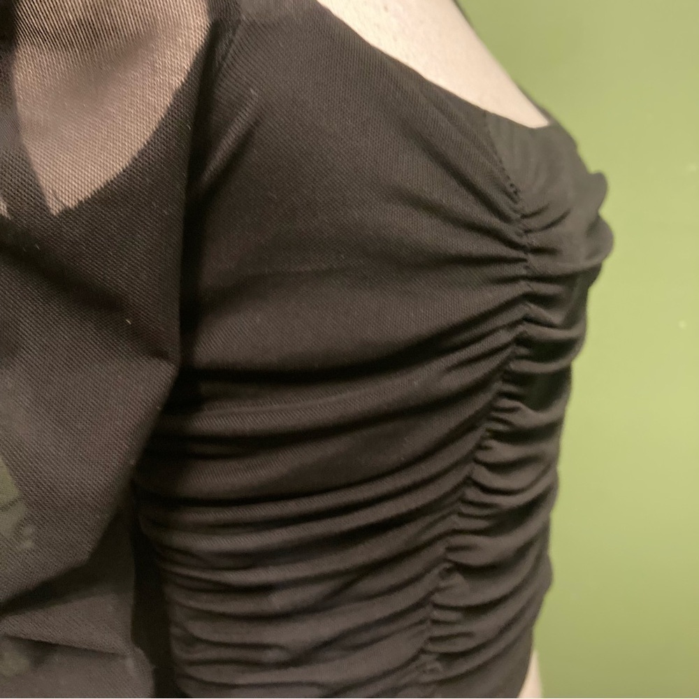Cider Black Ruched Cutout Crop Top - Picture 3 of 10
